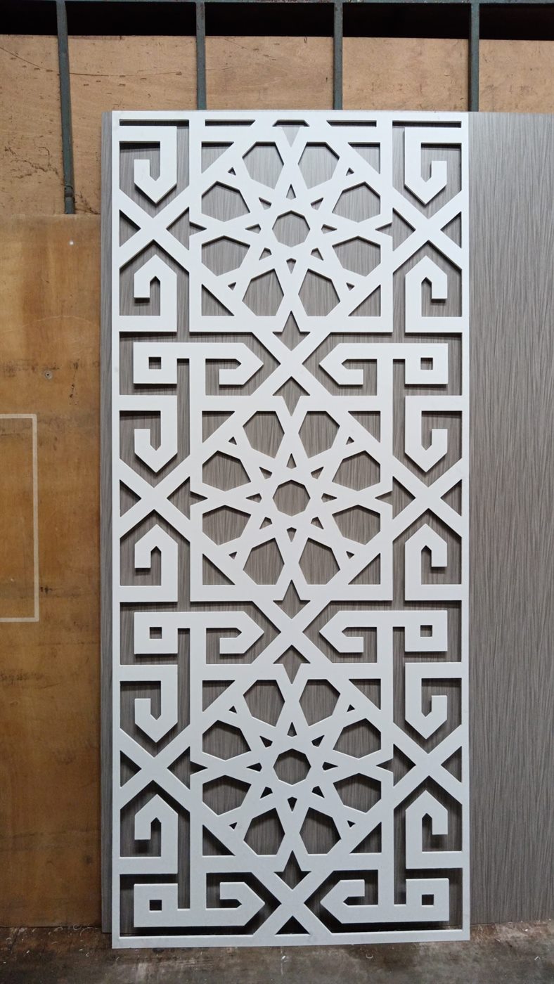 Finished white CNC cut panel