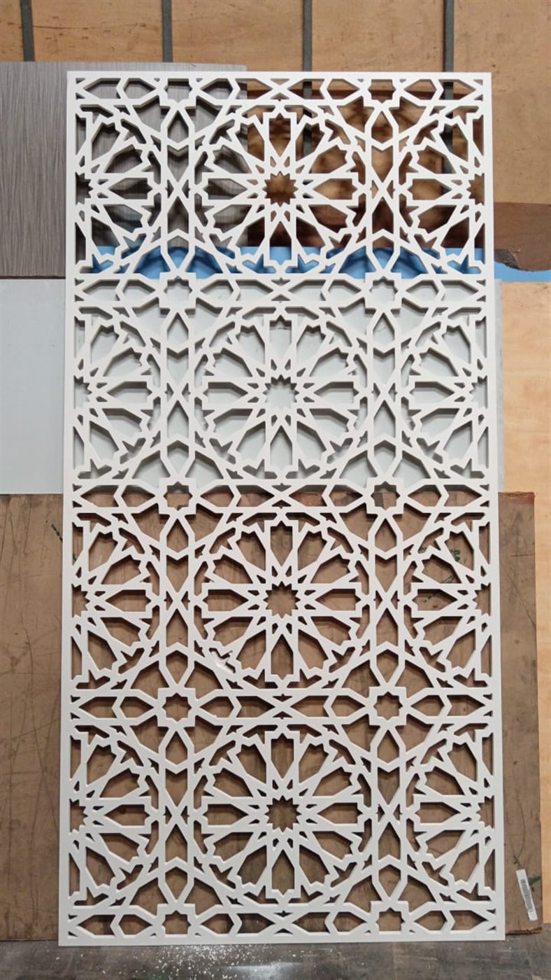 Finished white CNC cut panel